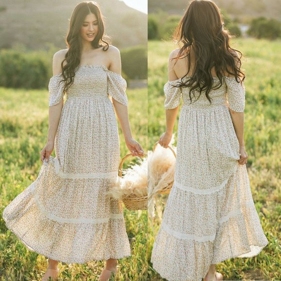 In Loom Dresses & Skirts - NEW Ditsy Floral Smock Square Neck Boho Maxi Dress